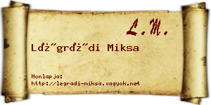 Légrádi Miksa névjegykártya